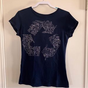 Women’s Design by Humans Robocycle T-shirt. Size L Navy